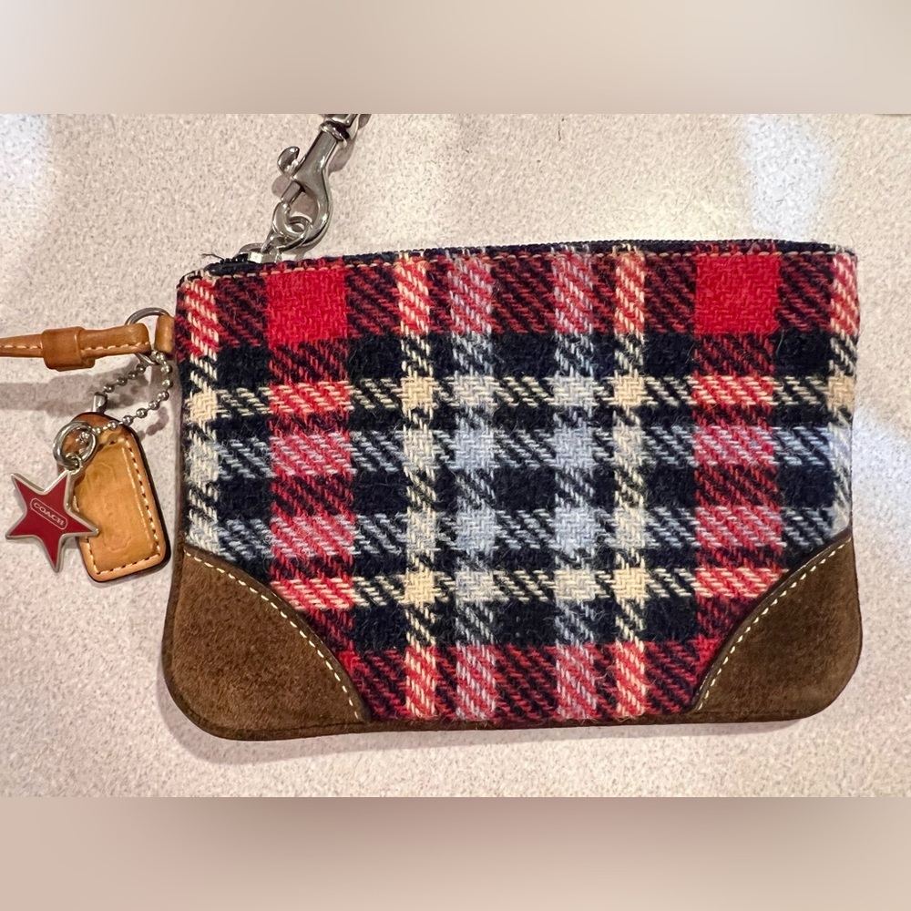 Coach Plaid Wristlet